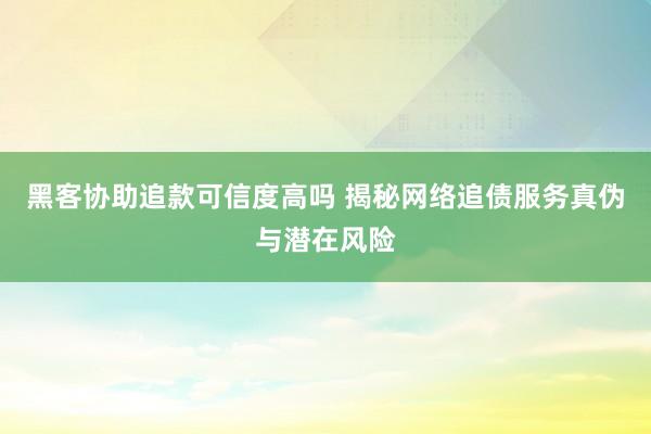 黑客协助追款可信度高吗 揭秘网络追债服务真伪与潜在风险